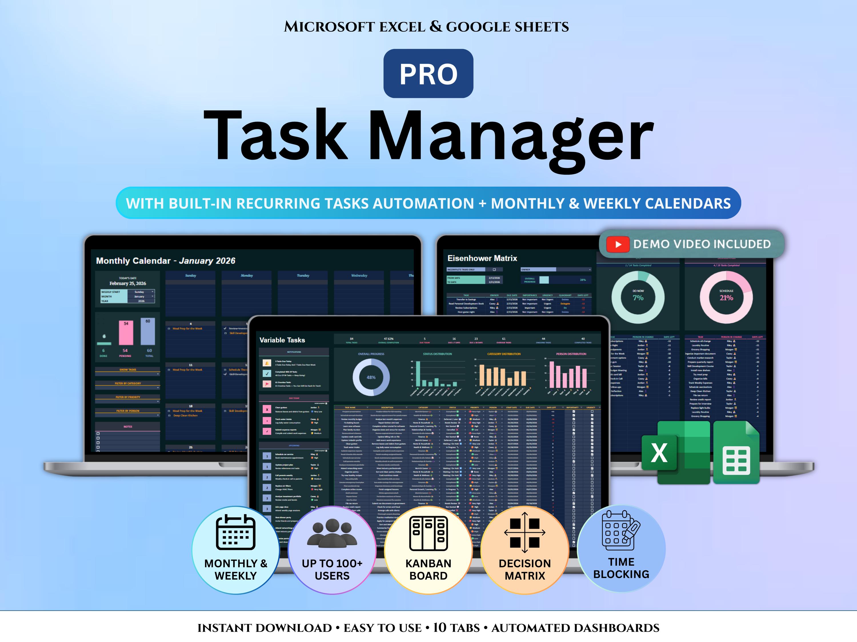 Task Tracker Spreadsheet to Do List Digital ADHD Productivity Template ...
