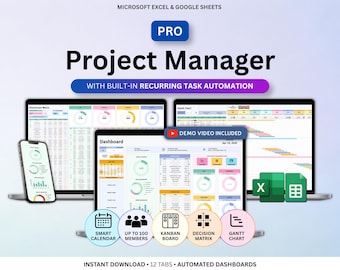 Planificateur de projet, feuille de calcul, productivité, TDAH, suivi des tâches, équipe, projet Excel, feuilles de calcul Google, diagramme de Gantt, tableau Kanban, matrice d'Eisenhower