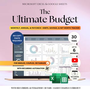 究極の年間予算スプレッドシート Excel Google Sheets 月間予算テンプレート 請求書カレンダー 負債トラッカー 貯蓄トラッカー 個人財務