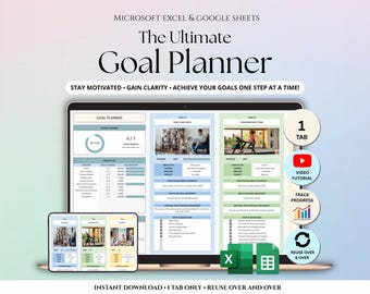 Goal Planner Google Sheets Goal Tracker Excel Google Sheets Simple Goal Tracker Spreadsheet Goal Setting Planner Annual Visual Board 2026