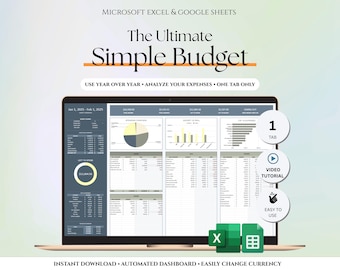 Ultimate Simple Budget Spreadsheet Excel Google Sheets Monthly Paycheck Budget Tracker Budget Personal Finance Tracker Beginners Budgeting