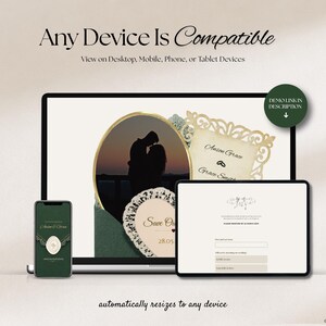 Emerald & Champagne Save the Date Website Template, Editable Wedding Website, Digital Invitation with RSVP, Canva Template image 5