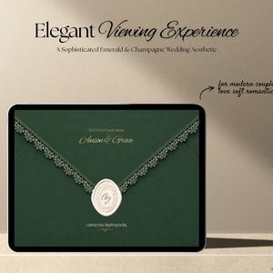Emerald & Champagne Save the Date Website Template, Editable Wedding Website, Digital Invitation with RSVP, Canva Template image 9