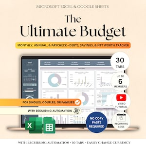 Najlepszy roczny arkusz kalkulacyjny budżetu, Arkusz kalkulacyjny budżetu w programie Excel, Arkusze Google, Miesięczny budżet, Śledzenie budżetu, Rachunki, Śledzenie zadłużenia