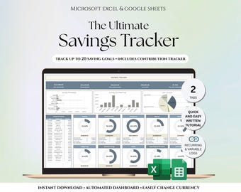 Savings Tracker, Sinking Funds Planner, Google Sheets Excel, Personal Finance, Monthly Goal Tracker, Savings Goal Planner Organizer