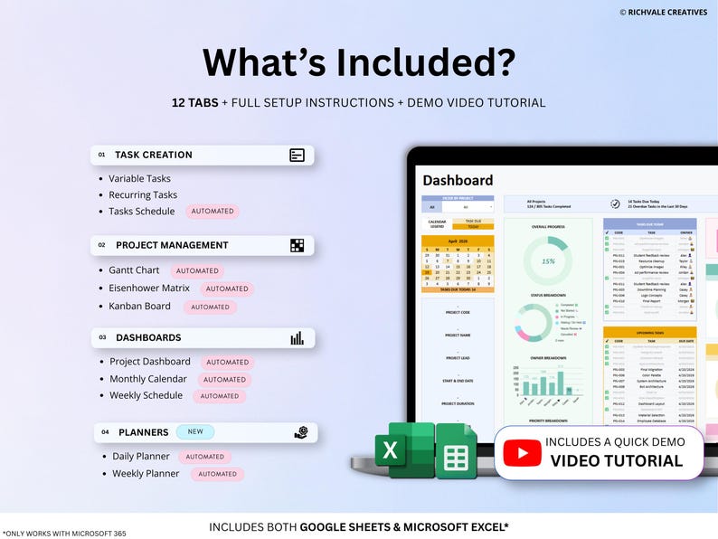 Project Planner Spreadsheet ADHD Productivity Task Tracker Team Project ...