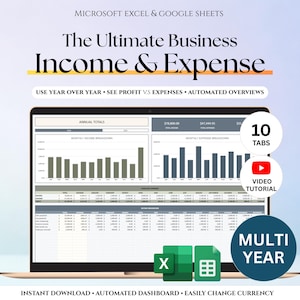 Small Business Bookkeeping Template, Income and Expense, Excel Google Sheets Spreadsheet, Personal Finance Planner Expense Income Tracker