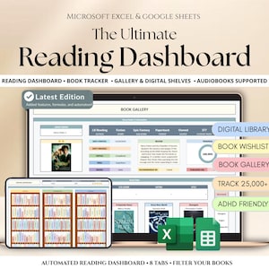 Book Tracker Reading Journal Spreadsheet Reading Tracker Digital Reading Log TBR Journal Digital Library Book Planner Excel Google Sheets
