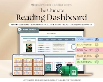 Book Tracker Reading Journal Spreadsheet Reading Tracker Digital Reading Log TBR Journal Digital Library Book Planner Excel Google Sheets