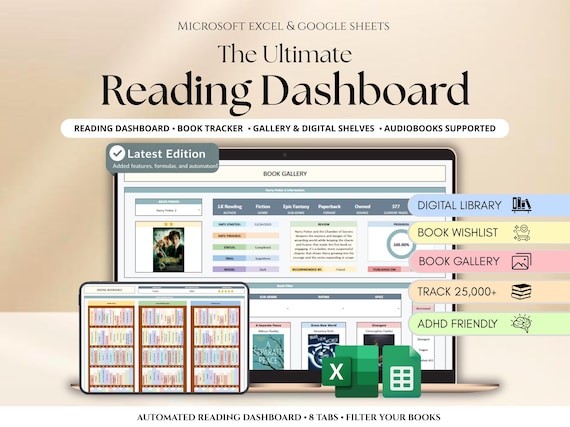 Book Tracker Reading Journal Spreadsheet Reading Tracker Digital Reading Log TBR Journal Digital Library Book Planner Excel Google Sheets