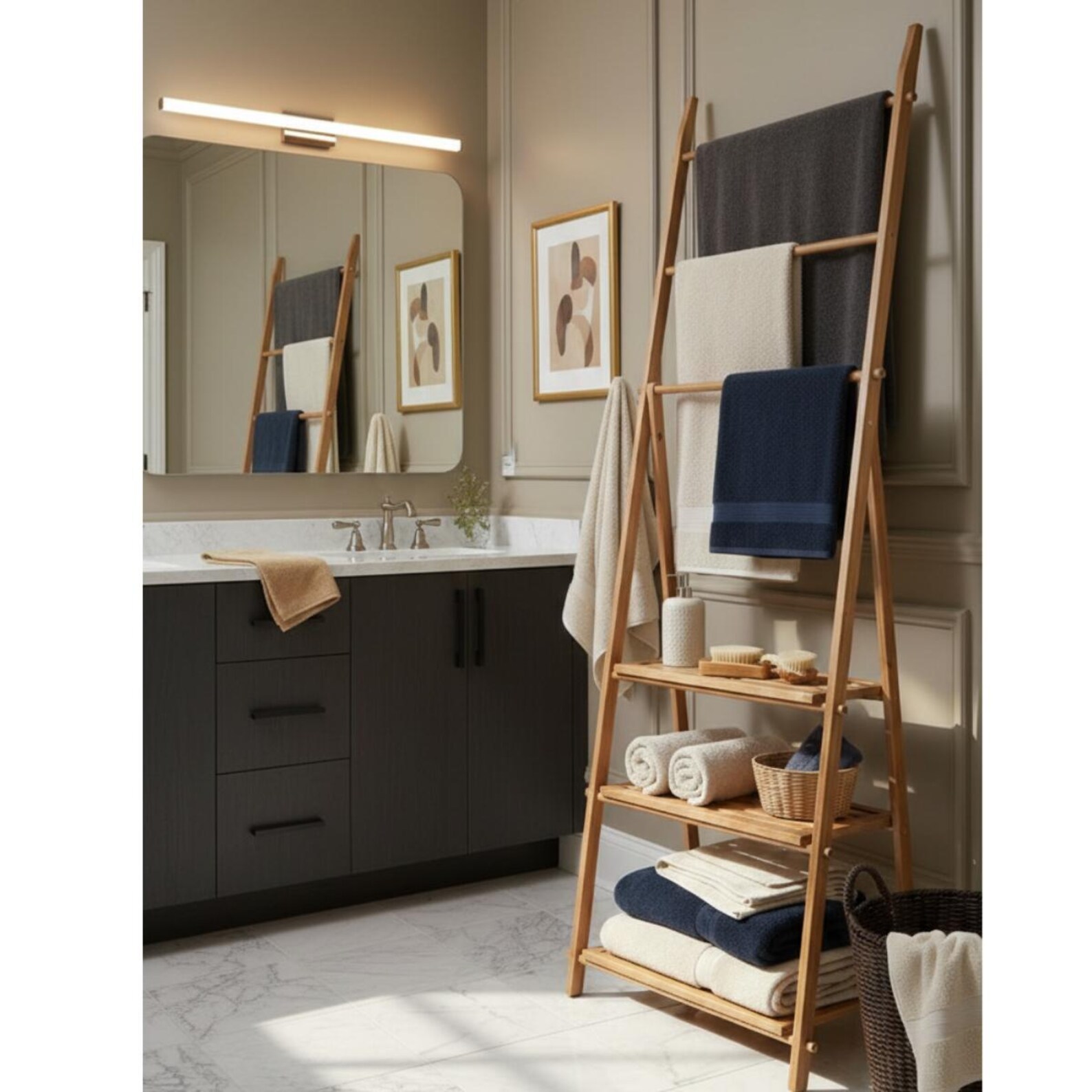 Bamboo Towel Ladder With Shelves, Modern Bathroom Storage Etsy — free download