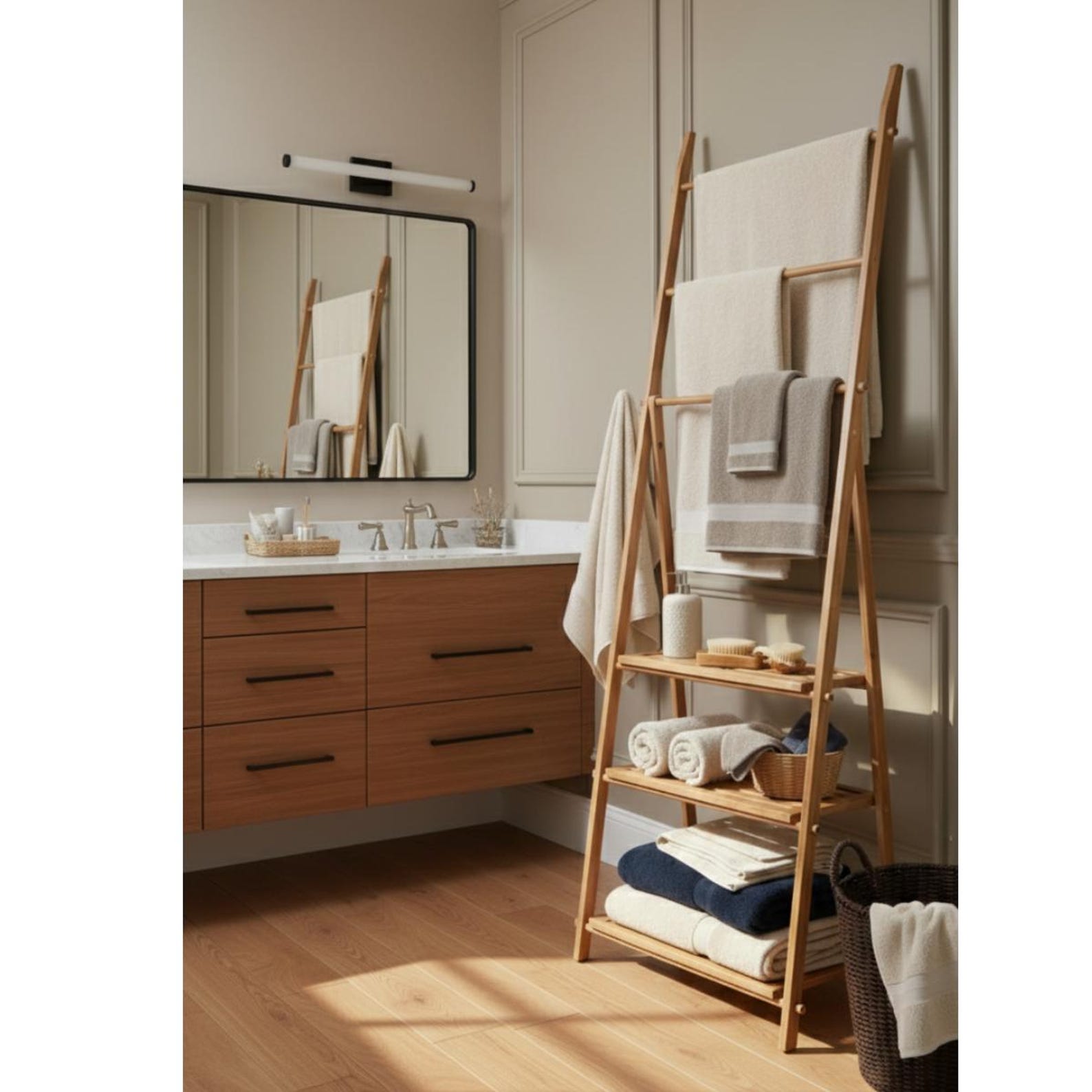 Bamboo Towel Ladder With Shelves, Modern Bathroom Storage Etsy — free download
