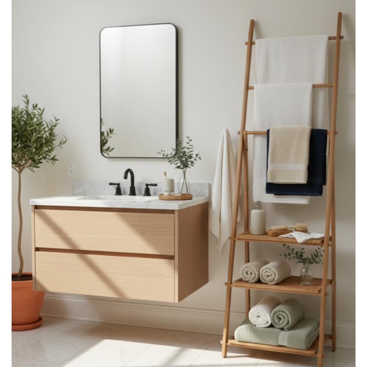 Bamboo Towel Ladder With Shelves, Modern Bathroom Storage Etsy — free download