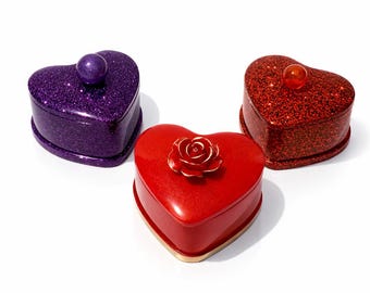 Handmade Resin Heart Trinket Box | Keepsake Box