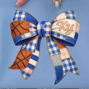 Kentucky Sports Patchwork Bow PNG | Blue & Pink Game Day Bow | Girly Basketball Coquette Design | Ky Wildcats Inspired Digital Download