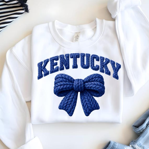 Kentucky Faux Yarn PNG | College Game Day Sublimation Design I KY Bow Embroidered Shirt I Wildcats Sweatshirt I Blue Digital T-Shirt