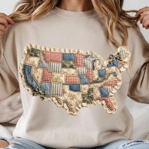 American Flag PNG, Vintage Patchwork Patriotic Design, 4th of July Sublimation, Cottagecore USA Flag, 250th Anniversary, Faux Quilted