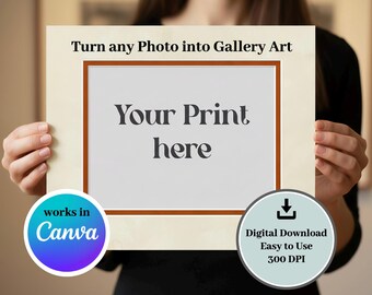11x14 Double Mat Board Template | Modern Gallery Wall Art (Digital Download) | Editable Canva Template | Gallery Mat Overlay