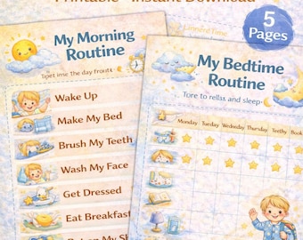 Morning & Bedtime Routine Chart for Kids Printable | Daily Routine Charts | Toddler Morning Routine | Instant Download