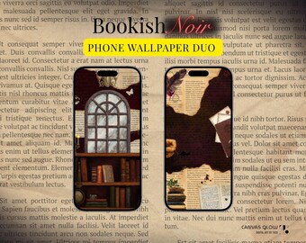 Book Lovers Phone Wallpaper Duo | Bookish Collage | Home & Lock Screen | Digital Download