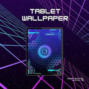 Tapeta na tablet Cyberpunk | Reloaded | Neonowo-futurystyczny ekran danych, interfejs użytkownika Tech Sci-fi, wersja cyfrowa