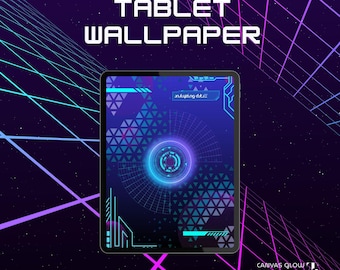 Cyberpunk Tablet Wallpaper | Reloaded | Neon Futuristic Data Screen, Tech UI Sci-fi, Digital Download