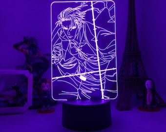 Toji Fushiguro JJK 3D LED Nachtlicht, Jujutsu Kaisen Anime Acryllampe, Lila Gaming Room Decor, Manga Schreibtischleuchte, Anime Geschenk