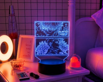Gojo Satoru Todo JJK 3D LED Manga Panel Lampe, Jujutsu Kaisen Unbegrenzte Leere Anime Licht, JJK Comic Style Nachtlicht Spielraum Geschenk