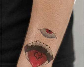 Sukuna Jujutsu Kaisen temporäres Tattoo, JJK verfluchtes Auge Mund Anime Tattoo, Ryomen Sukuna König der Flüche Körperkunst, Cosplay Fake Tattoo Geschenk
