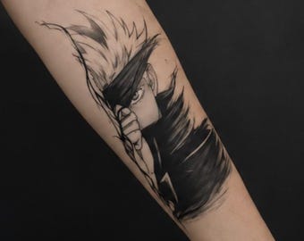 Gojo Satoru Jujutsu Kaisen temporäres Tattoo, JJK Six Eyes Ink Art Anime Körperkunst, stärkster Zauberer Cosplay Fake Tattoo, JJK Convention