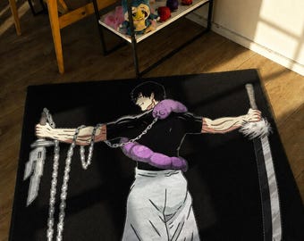 Toji Fushiguro Jujutsu Kaisen Tufted Teppich, JJK Zauberer Killerkette Schwert Anime Teppich, Himmlische Einschränkung Spielzimmer Dekor, JJK Schlafzimmer