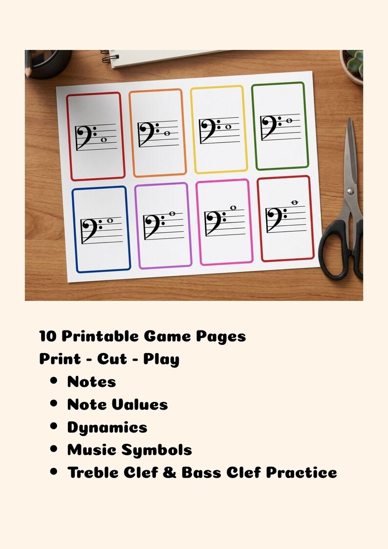 Music Theory Memory Game Printable | Notes, Note Values, Dynamics ...