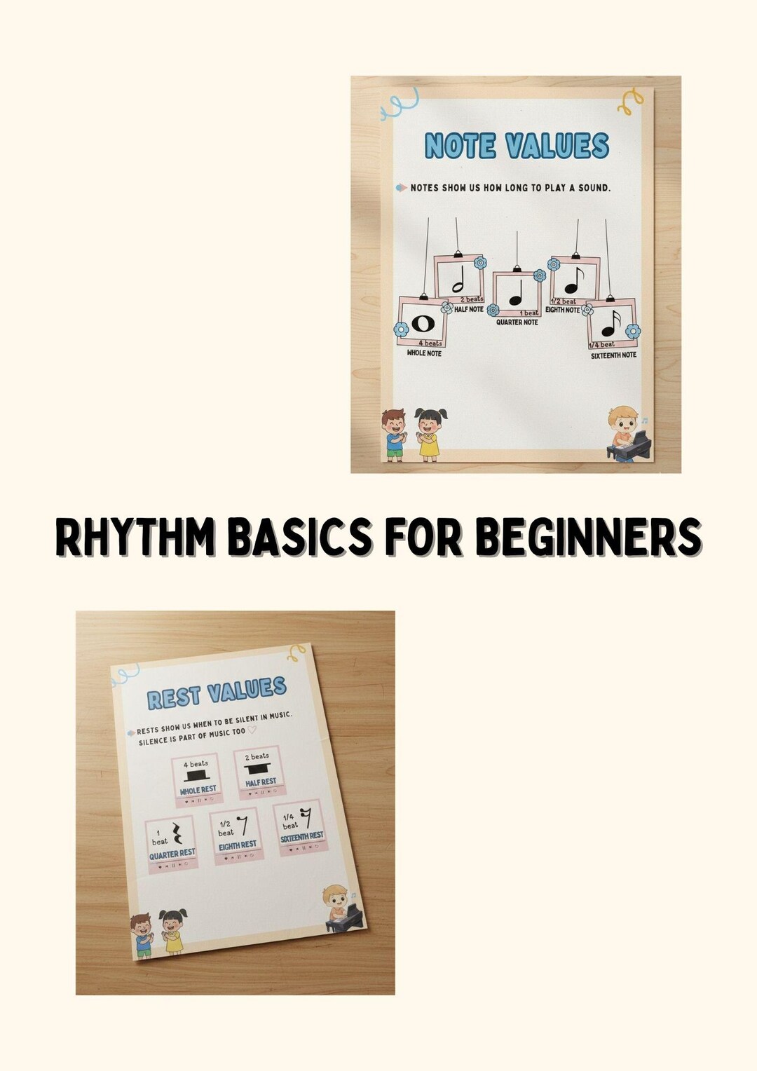 Rhythm Music Theory Cheat Sheets for Beginners – Note Values & Time ...