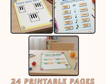 Beginner Piano Worksheets Bundle – Complete Printable Lesson Pack with Learning Pages & Activities PDF