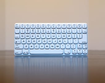 Low Profile 74-key Wired Mechanical Keyboard • Hot Swappable, Hand Assembled, Gaming, Travel, USB-C, White