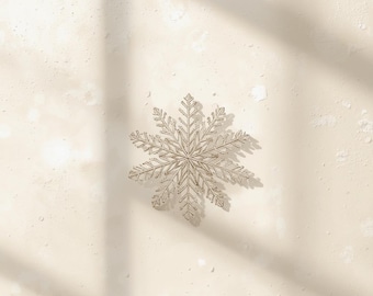 Minimalist Snowflake Wall Art Set of 3, Neutral Winter Printable Decor, Scandinavian Beige Snowflake Prints, PDF & JPG Digital Download