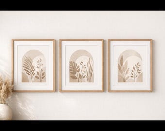 Arch Wall Art Set of 3, Minimal Neutral Printable, Digital Download