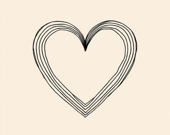 Minimalist Abstract Heart Line Art Set of 4, Modern Romantic Wall Art Bundle, Printable Home Decor, Digital Download