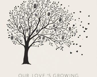 Wedding Fingerprint Tree Guest Book Printable, Minimalist Our Love Is Growing Sign, Editable Wedding Reception Poster, Digital Download