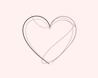 Minimalist Heart Line Art Set of 4, Modern Valentine Wall Art, Neutral Pink Abstract Hearts, Printable Love Decor (JPEG & PDF)