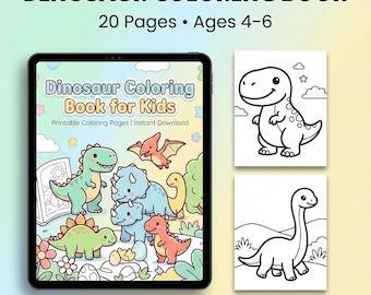 Dinosaur Coloring Book for Kids Ages 4–6 | Printable PDF | Easy Coloring Pages