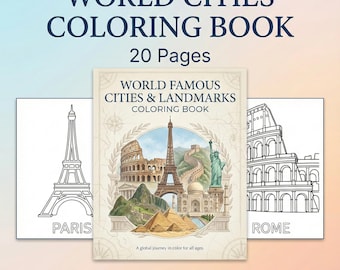 World Cities Coloring Book for Kids Ages 4-8, Famous Landmarks Coloring Pages, Printable PDF