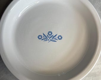 Vintage Corning Ware Milk Glass Pie Dish – Blue Cornflower Pattern – p309