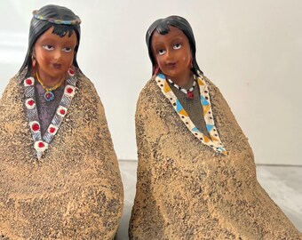 Native American Sculptures - Set of 2 - RARE