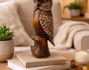 Owl Wooden folk art - carved