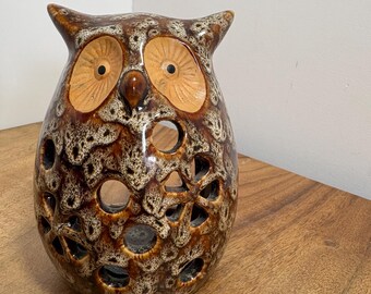 Ceramic Owl Lantern / Candle Holder
