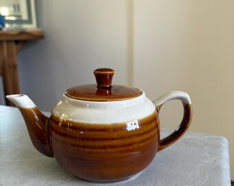 Vintage Brown Drip Glaze Teapot | Rustic Ceramic Cottage Kitchen Decor