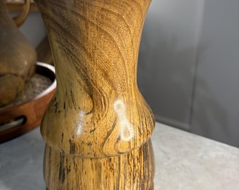 Tasmanian Jacaranda Wood Vase | Hand Turned Timber Vessel, Mid Century Rustic Decor