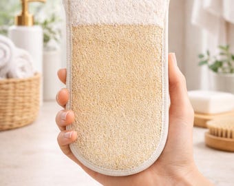 Natuurlijke exfoliërende badhandschoen met luffa - zachte bodyscrub voor de gevoelige huid