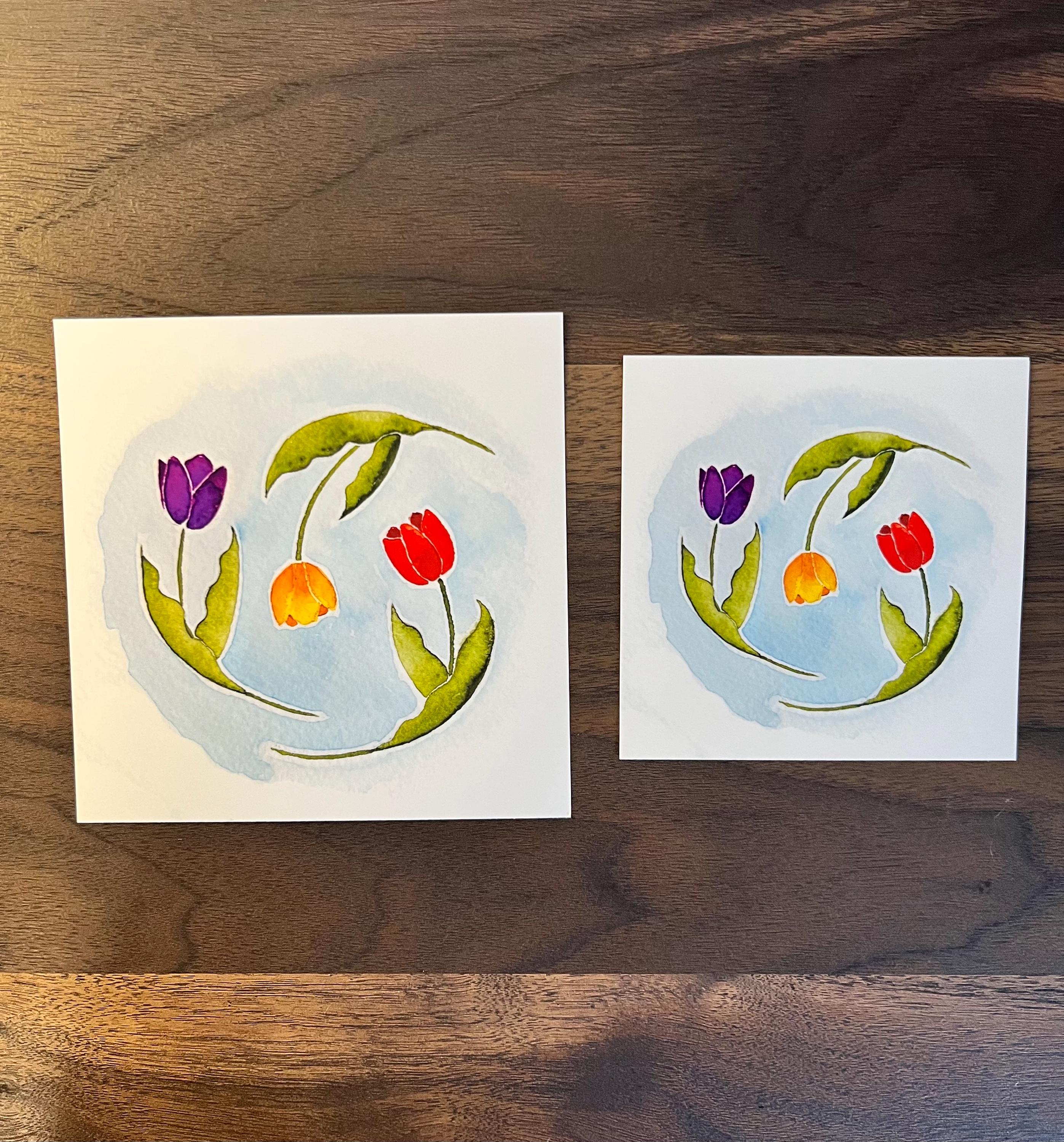 Tulip Watercolor Art Print | Floral Painting | 4×4 or 5×5 - Etsy